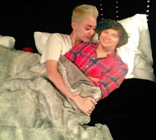 Miley Cyrus in Bed with Harry Styles