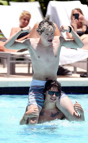 Shirtless Harry Styles and Niall Horan