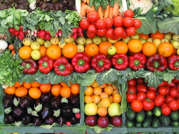 Colorful vegetables and fruits