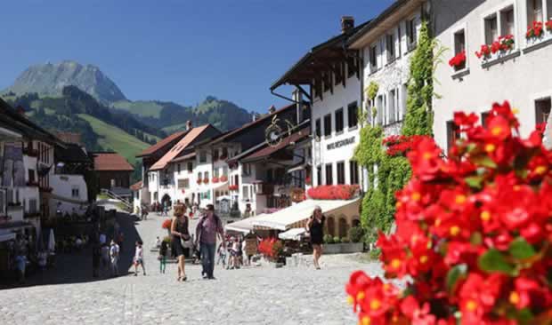 Small Beautiful town Gruyeres, Switzerland