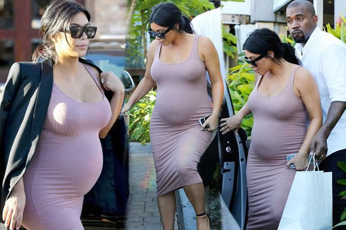 Kim Kardashian hugging dress