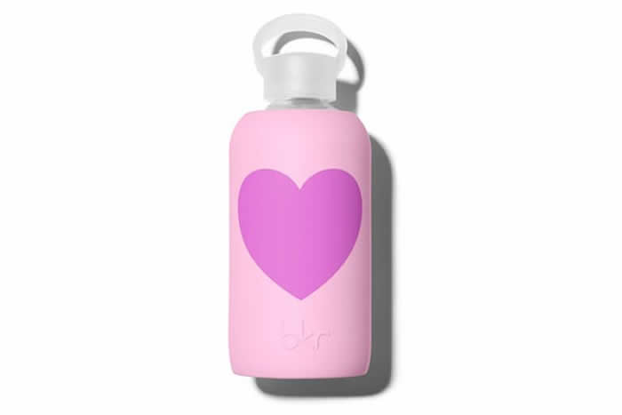 For the Chic Drinker: BKR Glass Water Bottle, Rose Heart