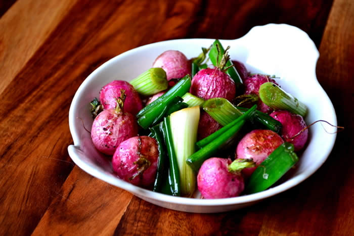 Spring onions and Radishes