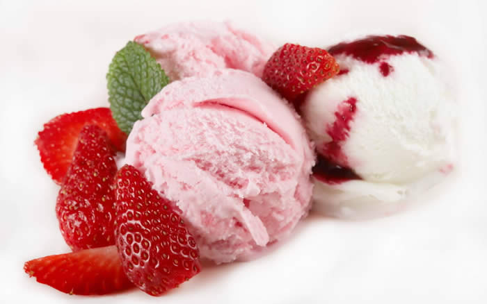 vanilla ice cream in pink