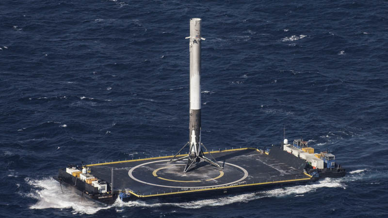  SpaceX’s Reusable Falcon Booster Returns to Port after Crew launch