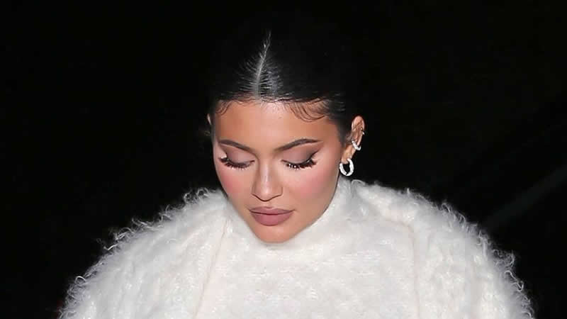 Kylie Jenner Steps Out in L.A. wearing a Fuzzy White Minidress and Sweeping Overcoat
