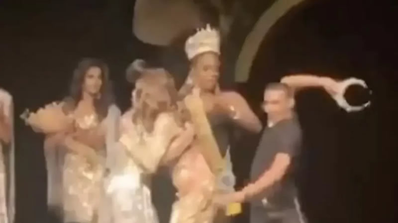  Furious man breaks the winner’s crown after his wife finishes second in beauty competition