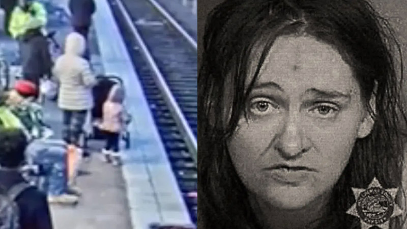 Homeless Woman Caught on Video Shoving 3-Year-Old Girl Onto Train Tracks