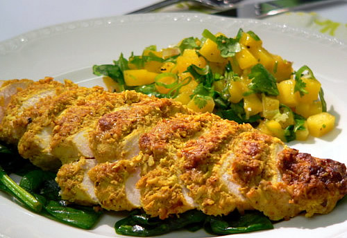 Coconut Chicken with Mango Salsa