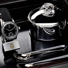  Royal Black Caviar Watch with Exclusive Silver caviar case and 24kt gold Plated Spoons