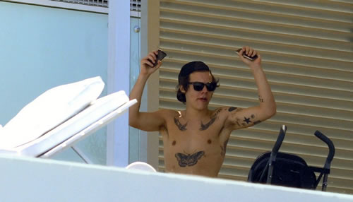 Shirtless Harry Styles Makes a Splash in Miami
