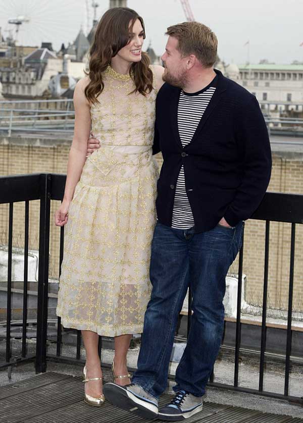 Keira Knightley and James Corden