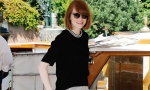 Emma Stone in black blouse