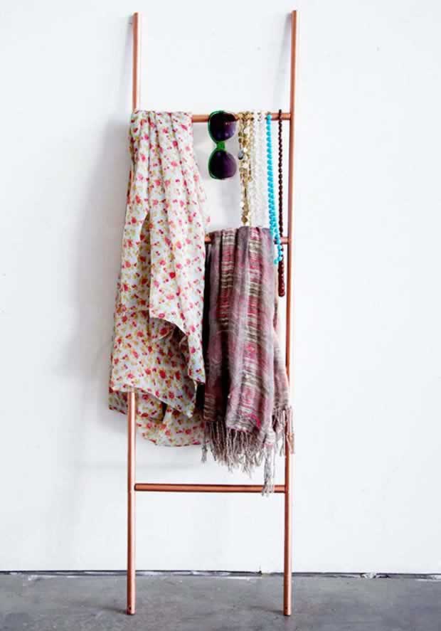 DIY SCARF LADDER STORAGE