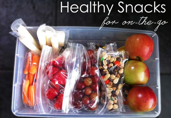 Prepare a box of grab-and-go snacks 