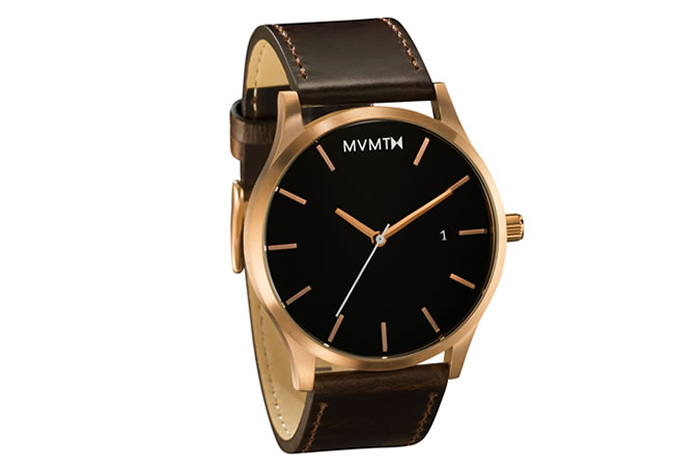 MVMT Rose Gold/Brown Leather Watch