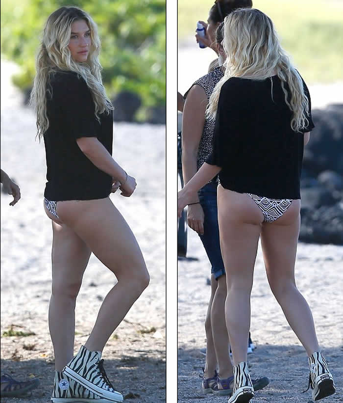 Kesha shows off her bikini-body while posing for a photoshoot in Hawaii