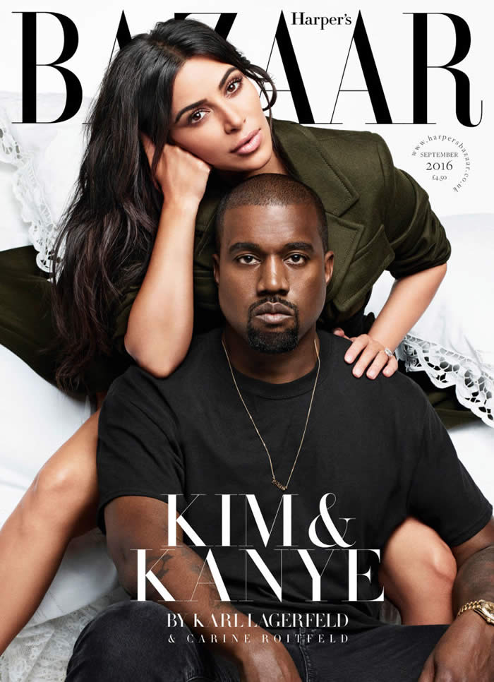 Kim Kardashian West and Kanye West on Harper's cover