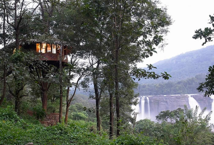 Treehouse facing Waterfalls in Athirappilly