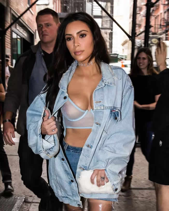 Kim Kardashian Flashes Nipples in Sheer Crop top