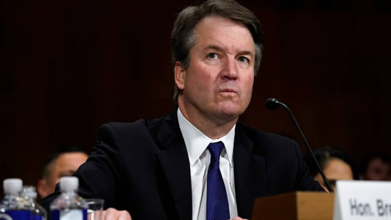  Protesters gather outside Supreme Court Justice Brett Kavanaugh’s house on the 50th anniversary of the Roe v. Wade decision