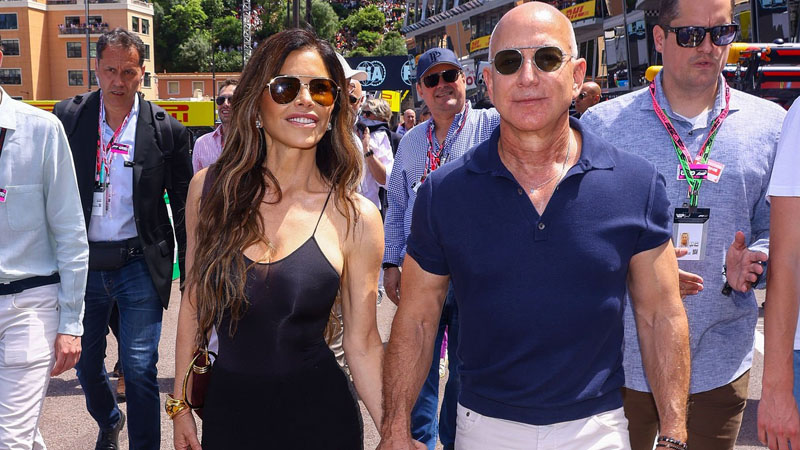 Lauren Sanchez and Jeff Bezos attend the F1
