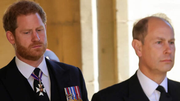Prince Edward and Prince Harry attended the funeral of Prince Philip at windsor castle. (Photo by Chris Jackson/WPA Pool/Getty Images)